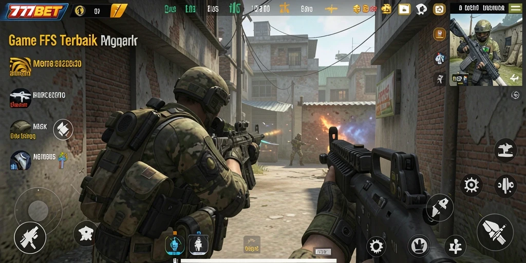 Screenshot gameplay FPS yang menegangkan dari 777BET.