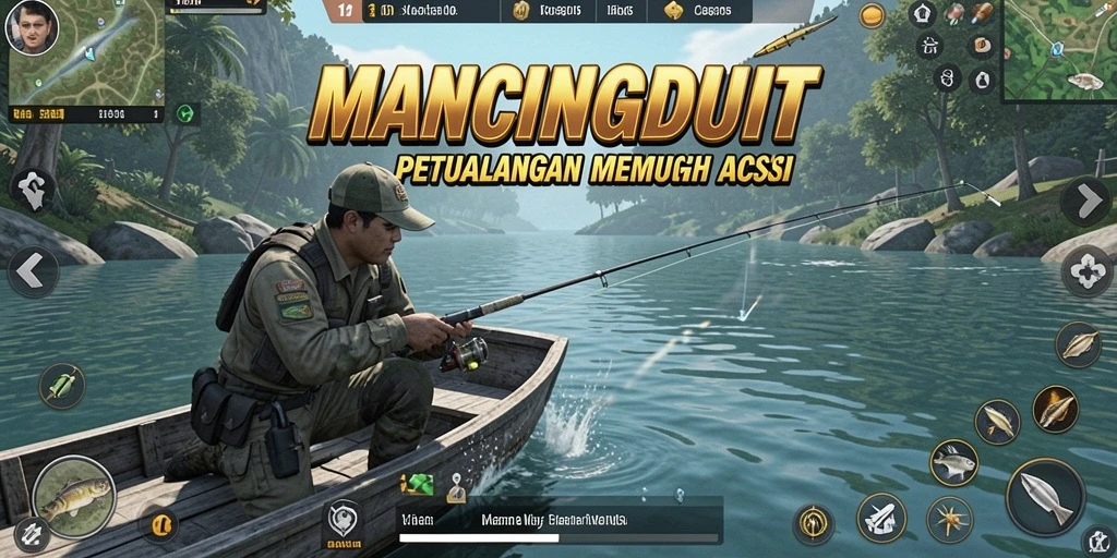 Gameplay seru MANCINGDUIT dengan aksi memancing yang mendebarkan.