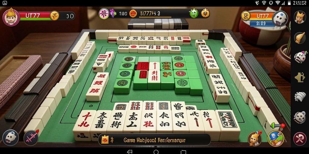 Tampilan gameplay seru dalam UT77, menampilkan mahjong klasik yang menantang.